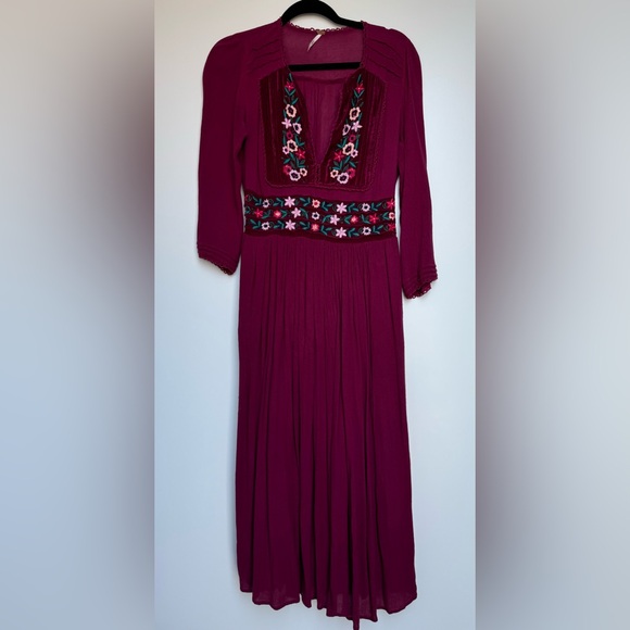 Free People Midi Dress - Maroon - size Small - Picture 4 of 6